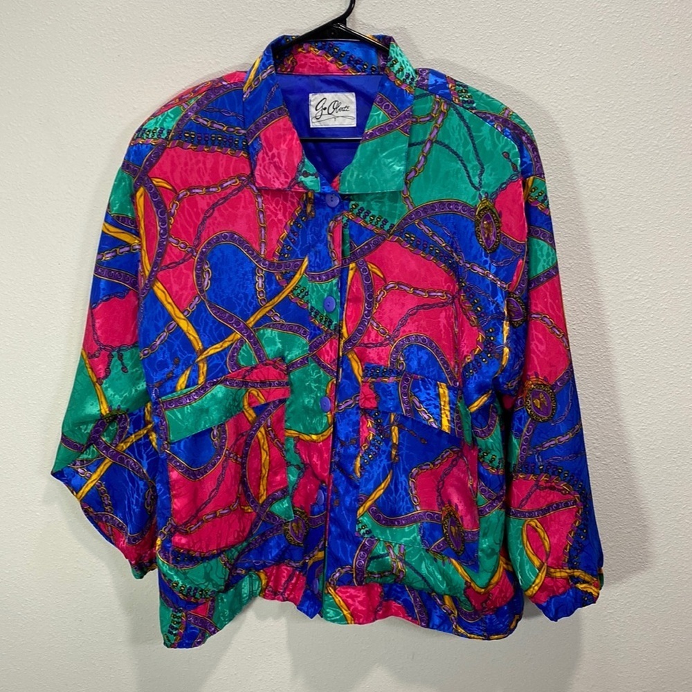 G. Oberti colorful 70s satin jacket chains and ribbons‎ eclectic crazy weird